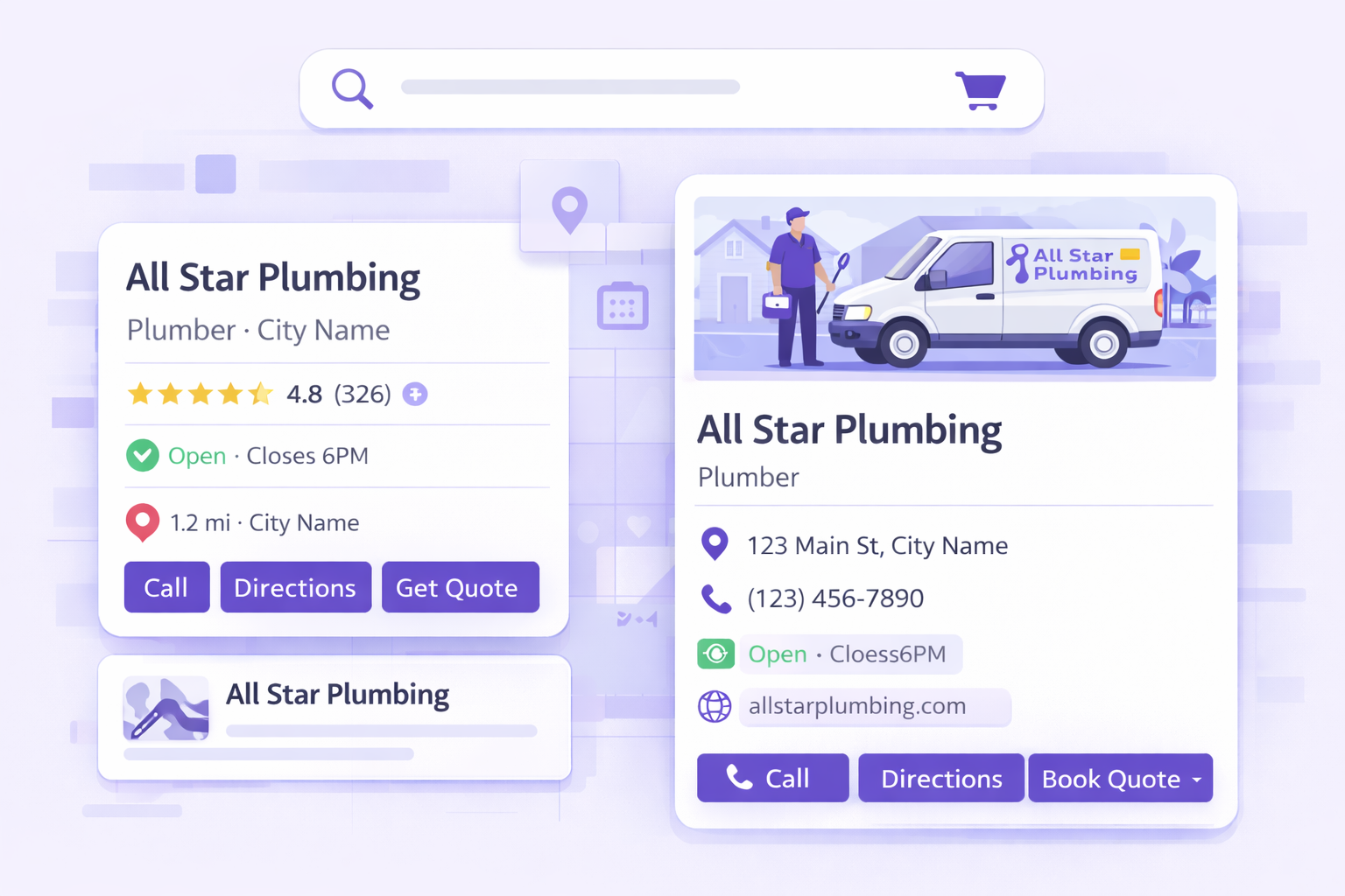local business plumber search rich result example from schema monster for wordpress